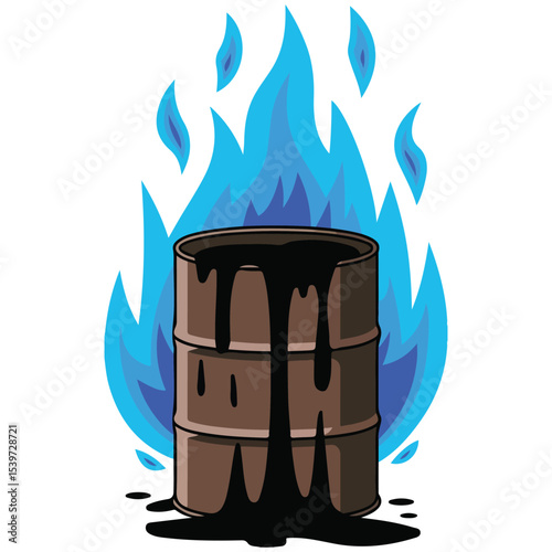 barrel of oil burning fossil fuels isolated vector