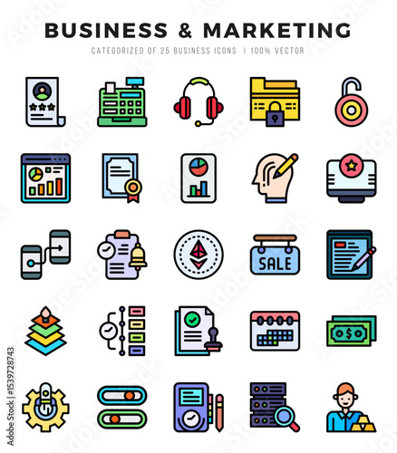 Business & Marketing Icon Bundle 25 Icons for Websites and Apps