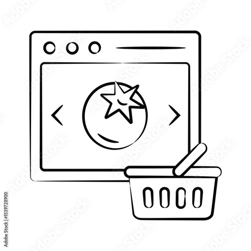 An editable icon of online grocery website designed in doodle style