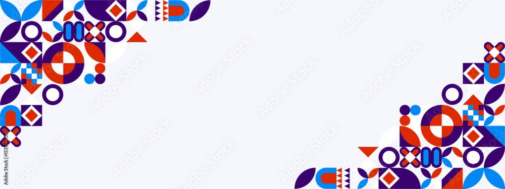 Obraz premium Abstract Geometric Pattern With Bold blue and orange Shapes