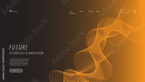 Dynamic Abstract Design with Futuristic Orange Waveforms on a Gradient Dark Canvas