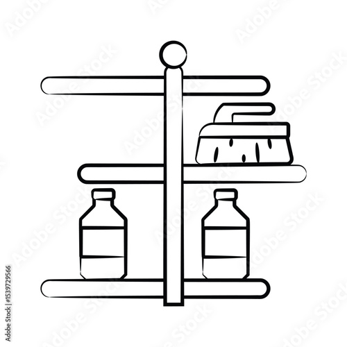 Catch a sight of this trendy hand drawn icon of product shelf