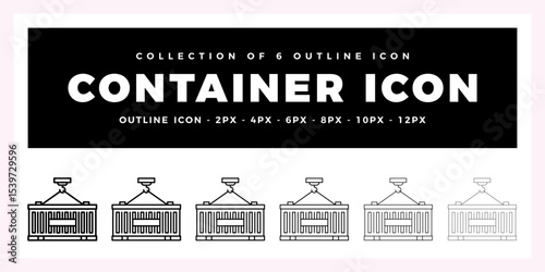 Pack of 6 Outline Vector Container icon