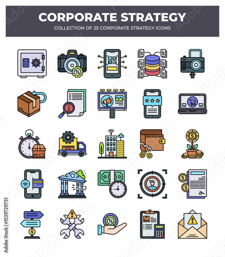 Collection of 25 Corporate Strategy Icons for Business Planning