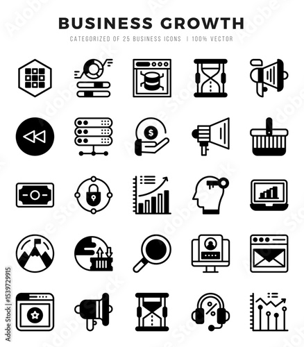 icons set. Business Growth for web. app. vector illustration.
