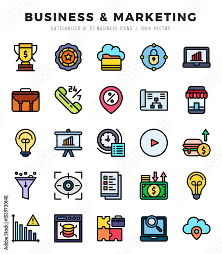 Set of Business & Marketing icons. Vector Illustration.