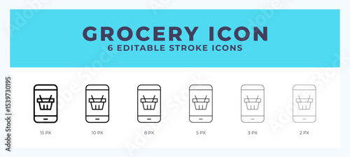 Grocery vector icon. With different stroke vector illustration.