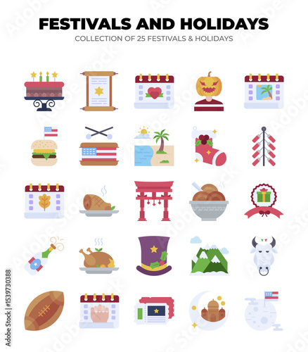 Festivals and Holidays. A Collection of 25 Festive Icons
