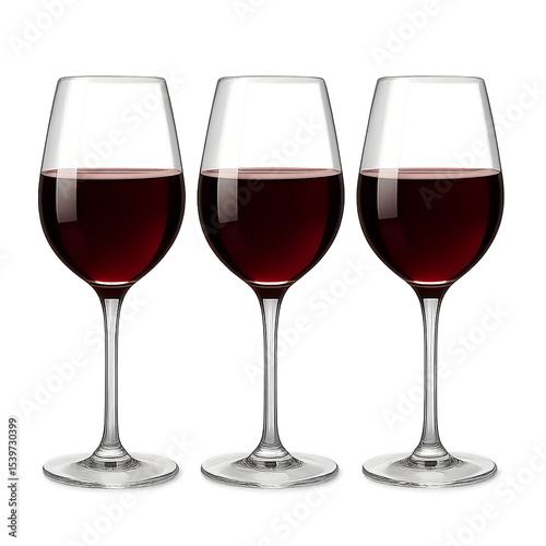 Elegant Wine Glasses with Red Wine on Transparent Background