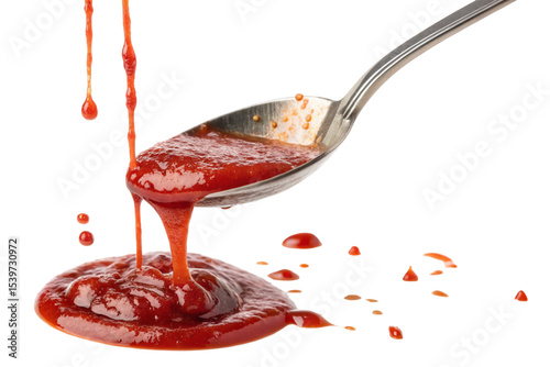 tomato or ketchup sauce flowing down from spoon png