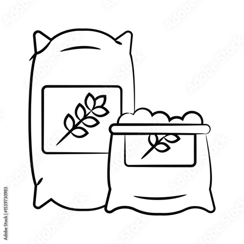 Latest icon of flour sack creatively designed in doodle style
