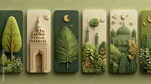 Set of social media templates for Eid al-Adha in white and green background