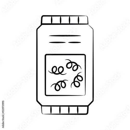 A well crafted hand drawn icon showing canned pasta