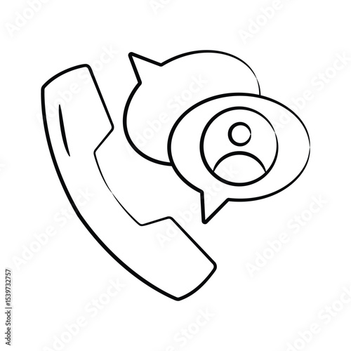 Customer service phone call icon designed in doodle style