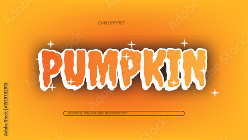 Editable Pumpkin Text Effect with Bright Orange and Whimsical Sparkles