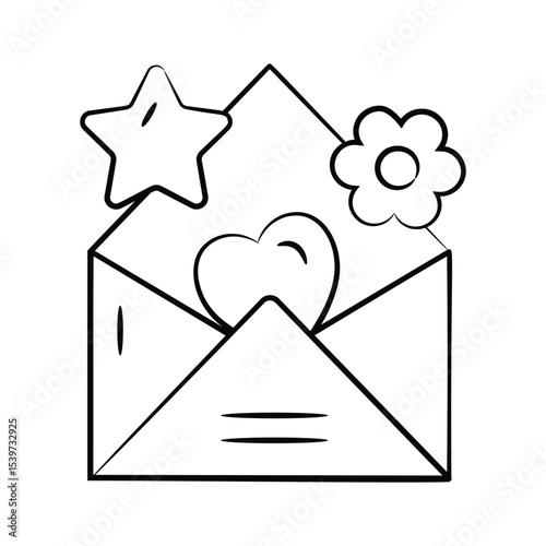 Here is a premium doodle icon of customer feedback mail