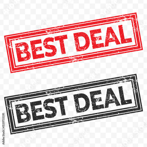 Vector illustration of Best Deal red and black grunge stamp, isolated on transparent background.