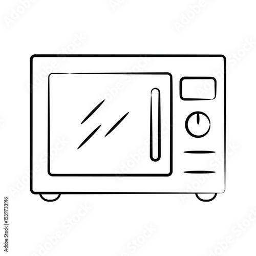 A well designed hand drawn icon of microwave
