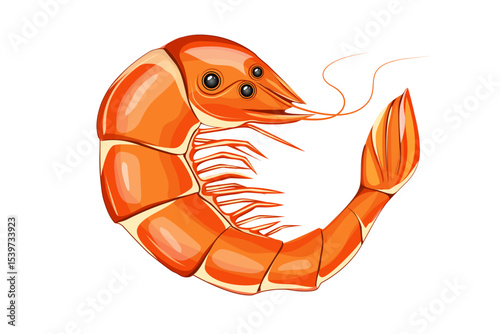 boiled shrimp isolated on the white background.cooked shrimp simple vector illustration design template.delicious seafood concept clip art element.