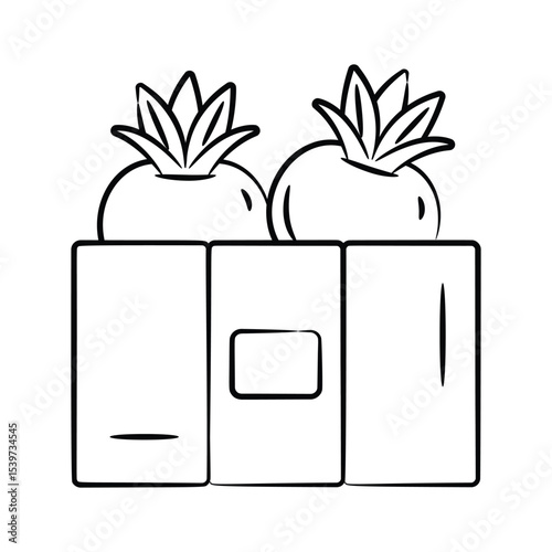 A handy doodle style icon showing fruit crate