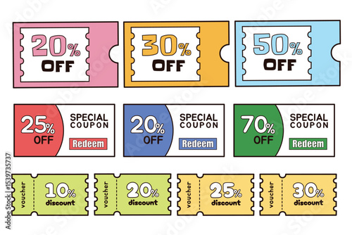 Discount voucher sale vector set