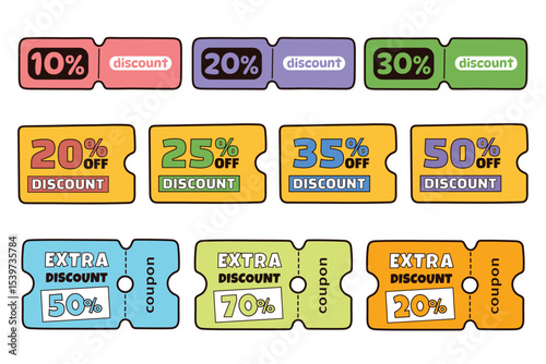 Discount coupon sale vector set