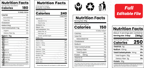 Nutrition Facts, Nutrition Facts Label, Supplement facts, Nutrition List, Vitamin Facts, Supplement list, Nutrition Tamplate