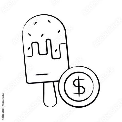 Get a sight of this hand drawn icon showing popsicle price