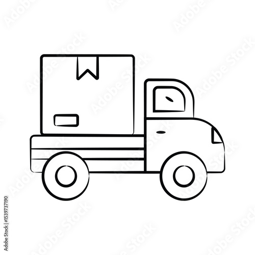 Grab this handy doodle style icon of delivery truck