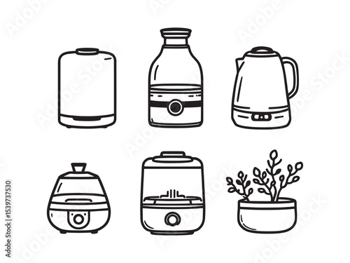 clean minimal humidifier icon line drawing vector style