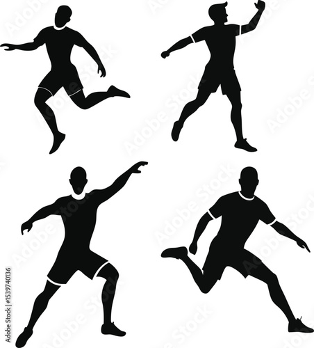silhouettes of Dynamic Athletes playing soccer
 