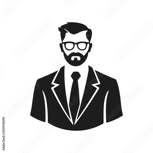 Man icon, businessman avatar vector, office worker icon, hipster face design, graphic male portrait, businessman avatar, bearded man, office worker, hipster face, male portrait