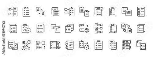 Set of Document and File Interface Icons – Organized Data, Pages, and Report Outline Symbol Collection
