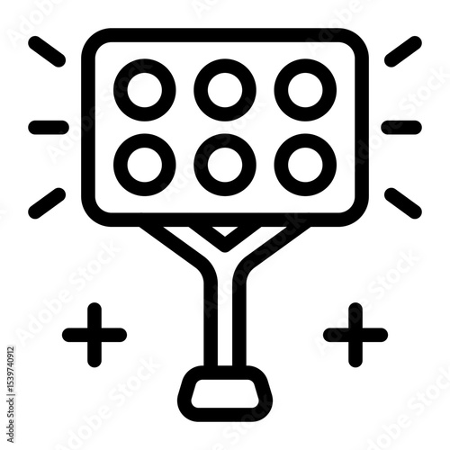 This Stadium Lights icon is suitable for Padel, Racket Sport, etc