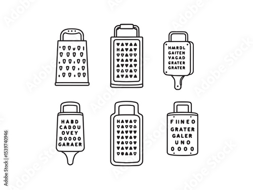 clean outline style kitchen grater vector line art