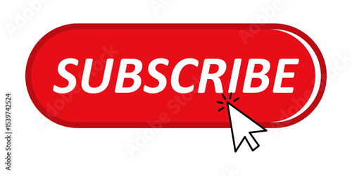 Rounded Red Subscribe Button – Clickable CTA with Mouse Cursor for YouTube Engagement