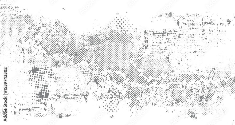 Abstract Gray Scale Texture Background with Distressed Halftone Pattern Irregular Shapes and Speckled Effect Grunge Style Design Element for Overlay or Print