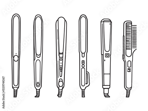 clean vector graphic of hair straightener line art