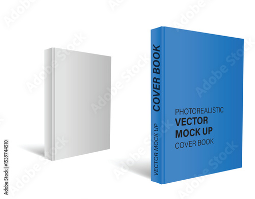 3d realistic blank vertical softcover book template. Vector illustration
