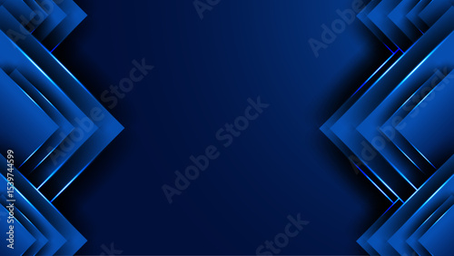 Geometric Blue Background With Abstract Layered Shapes and Vibrant Glow Effects