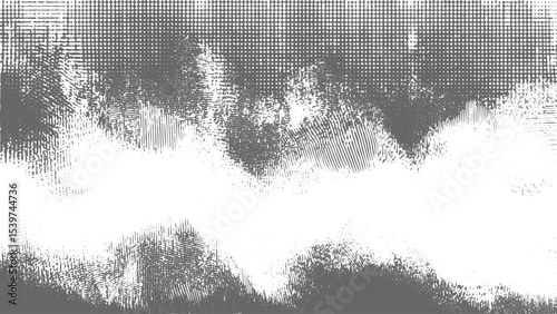 Abstract grayscale textured background featuring a central white area surrounded by varying shades of gray with a mix of dotted and lined patterns creating a mottled effect