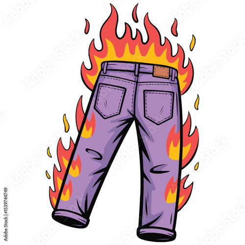 long pair of pants with flames isolated vector