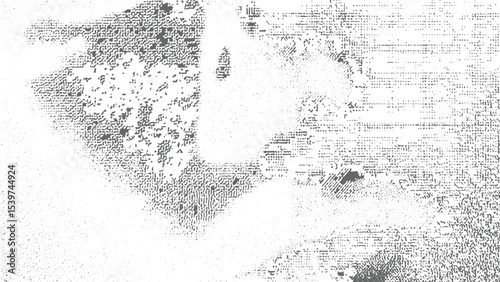 Abstract grayscale textured background featuring mottled gray and white patterns resembling fragmented shapes and organic forms with varying densities and granular textures creating