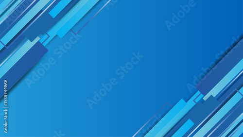 Abstract Blue Geometric Background With Overlapping Rectangular Shapes