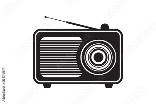 Vintage Portable Radio Silhouette - Classic Broadcast Receiver Icon