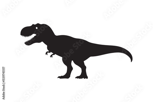 Powerful Tyrannosaurus Rex Silhouette - Ferocious Dinosaur Vector Art