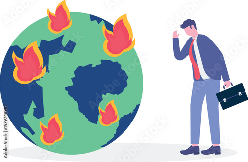 climate change concept.Character showing natural disaster,

