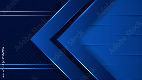 Abstract Blue Geometric Background with Modern Shapes and Lines