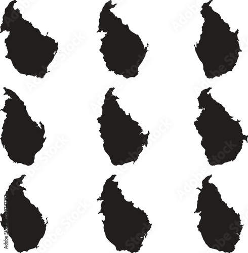 Sri Lanka map black silhouette vector style with white background