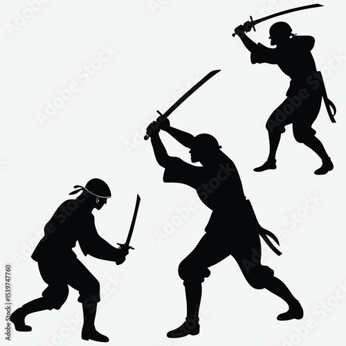 Intense hand-to-hand combat between multiple individuals in a dramatic confrontation  image silhouette design vector art and illustration